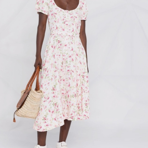 POLO RALPH LAUREN Elizabeth Floral Dress 2 Sweet Pea Garden Party Linen - Picture 14 of 14